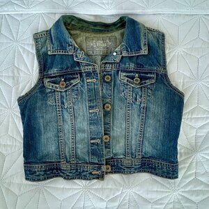 Vintage Mudd Denim Vest- Medium Wash Y2K Grunge Indie Layering- Size S